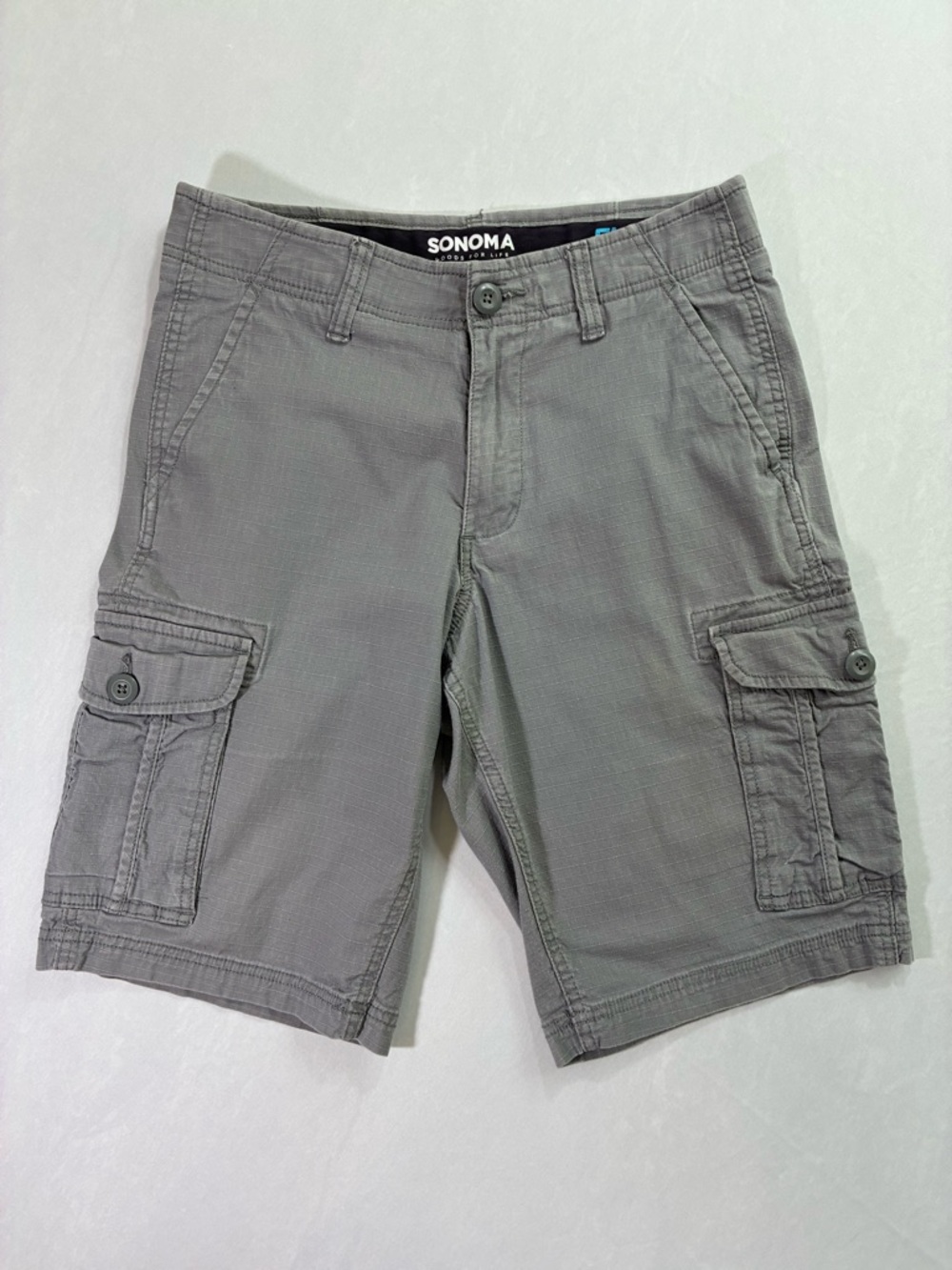 SONOMA Men's Gray Cargo Shorts with Button Flap Pockets